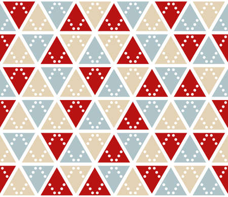 Vector abstract background, seamless pattern. Christmas colors triangles texture. Red silver gold...