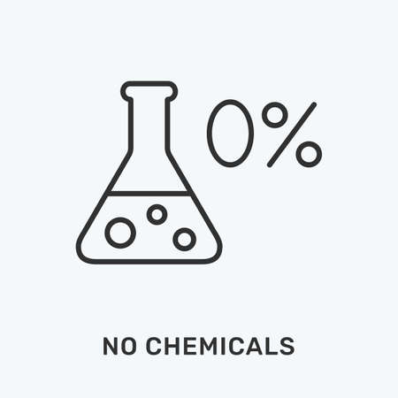 No chemicals line icon. Vector illustration of laboratory flask. Black outline pictogram for preservative free productのイラスト素材