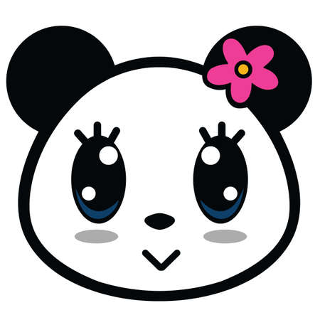 Cute Panda Girl With Big Eyes Cartoon Vectorのイラスト素材