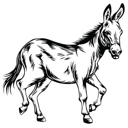 Donkey Stylized Drawing Illustration Vectorのイラスト素材