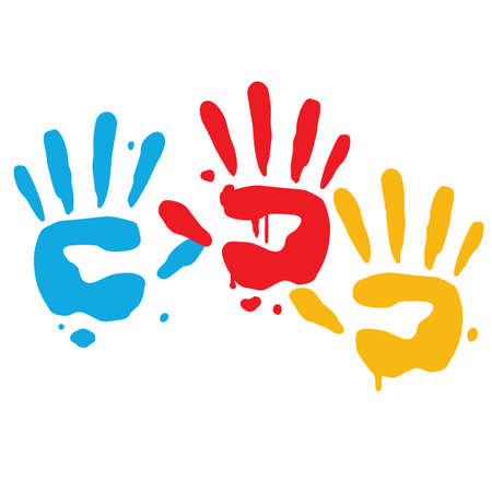 Kid Playful Hand Prints Vector Artのイラスト素材