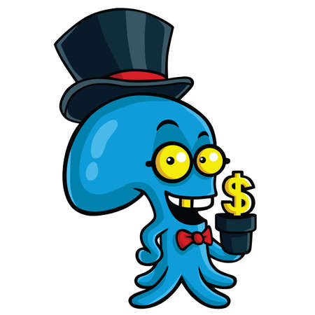 Filthy Rich Octopus Planting Moneyのイラスト素材