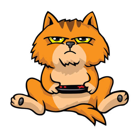 Grumpy Cat Playing Game Console Cartoon Vectorのイラスト素材