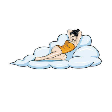 Sexy Lady Lying on the Cloudのイラスト素材