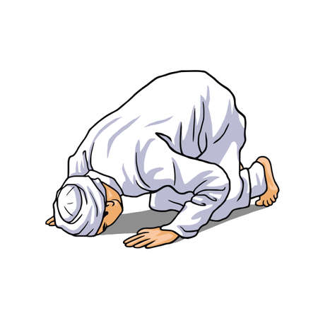 Muslim Doing Salah, Salat, Shalat, Sholaat, Sujud Vectorのイラスト素材