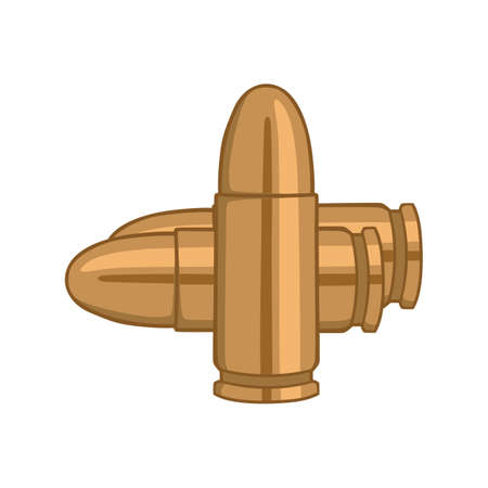 Bullets Vector. Military Ammunition. Weapon and Gun War Bullets. Ammo Shot Caliber Bullet Illustration Iconsのイラスト素材