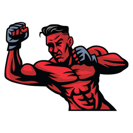 MMA Fighter Mascot Vector Illustrationのイラスト素材