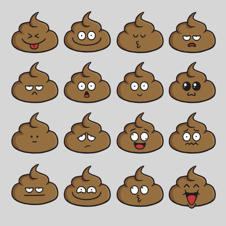 Poop Cute Cartoon Set Emoji Vector Illustrationのイラスト素材