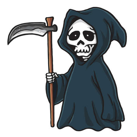 Grim Reaper Cute Cartoon Skeleton Halloween Vector Illustration Clip Artのイラスト素材