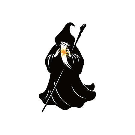 Wizard Cartoon Character Design Vectorのイラスト素材