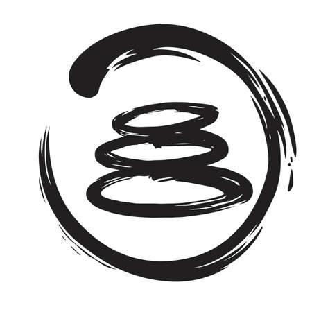 Zen Stones Circle Ink Brush Vectorのイラスト素材