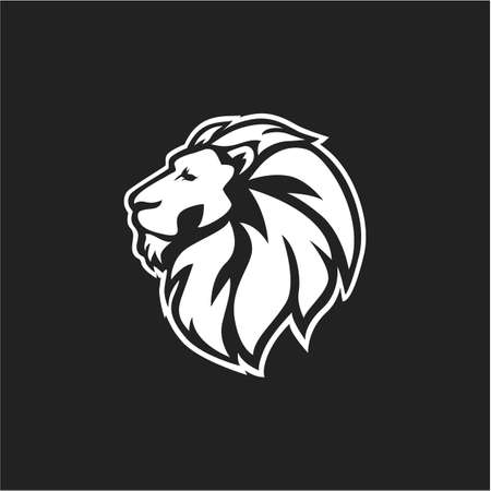Black And White Wild Lion Logo Icon, Vector Designのイラスト素材