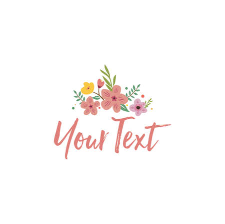 Wedding Anniversary Party Invitation Card Template. Colorful Floral Illustration Vector Logo Designのイラスト素材