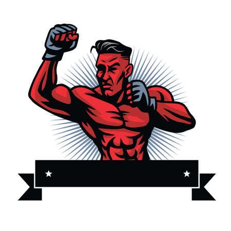 MMA fighter icon design template illustration.のイラスト素材