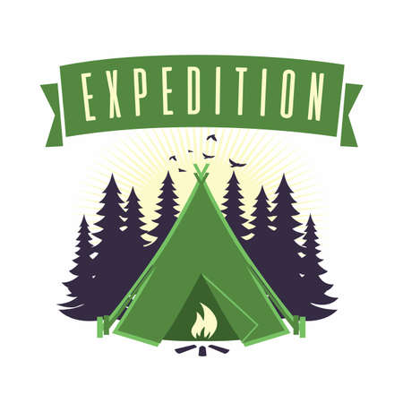 Adventure Mountain Expedition Campfire Camping Logo  Template Vectorのイラスト素材