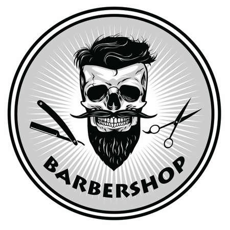 Barbershop Barber Logo Template Retro Design Vectorのイラスト素材