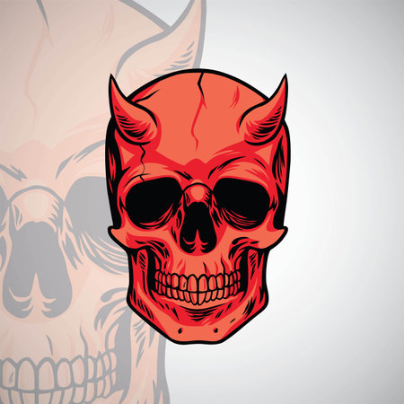 Demon Head Skull Design Vector Illustration Icon Templateのイラスト素材