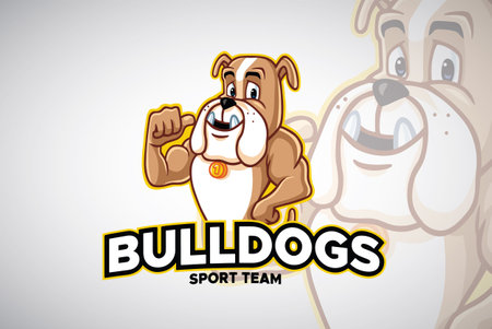 Bulldog Cartoon Logo Design Mascot Character Design Vector Templateのイラスト素材