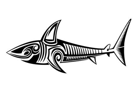 Ornament shark tattooの写真素材