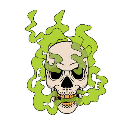 Green smoke skull illustrationのイラスト素材