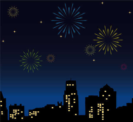 Night City celebrates New Years Eve 1012のイラスト素材