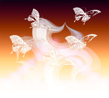 Butterflies flying in the light  vector illustrationのイラスト素材