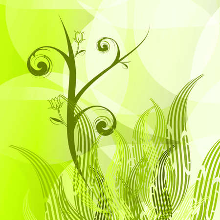 Bio green background with grass and spring flowersのイラスト素材