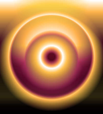 Yellow neon bright circle on a dark background.の写真素材