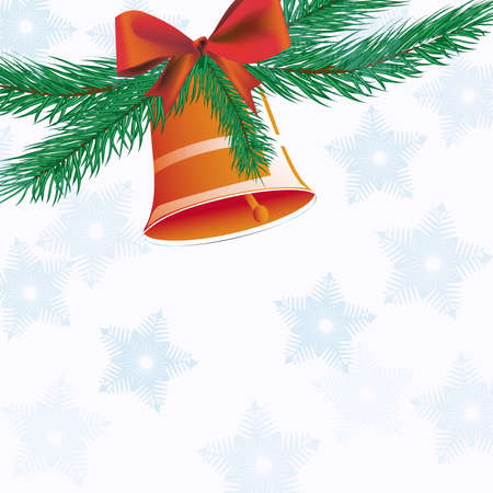 Bell Christmas bell with ribbon background snowflakes.のイラスト素材