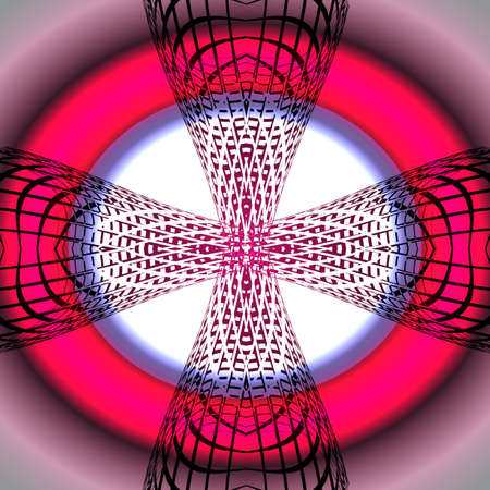 Magical red eye fractal cross in the foreground.のイラスト素材
