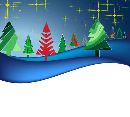 Christmas landscape with colorful treesのイラスト素材