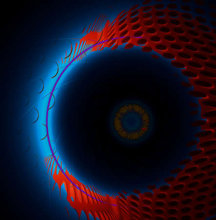 Bright neon technological background with abstract circles.の写真素材