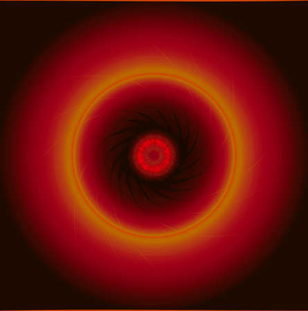 The red neon glowing circles on a black backgroundの写真素材