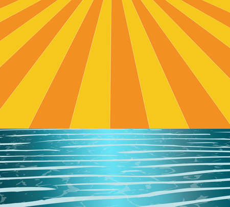 Sea sunset background.Vector illustration of sea.Abstract rays of the sun.Relax the sea.のイラスト素材