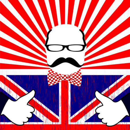 Mustache pattern.British day vector. Retro style illustration.
Retro glasses, mustache and bow tie.OK gesture in hand.Vintage gentleman portrait.のイラスト素材