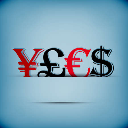 Currency icon.Vector icons set.Illustration dollar, yen,euro,pound.Card blue background currency.のイラスト素材