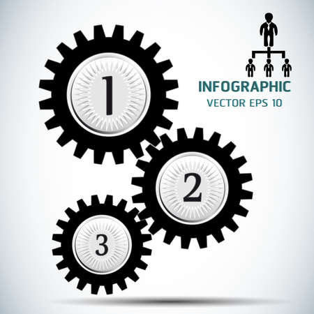Gears teamwork template.Icon vector illustration.Infographics Number Options.Gear icon black.Business concept.のイラスト素材