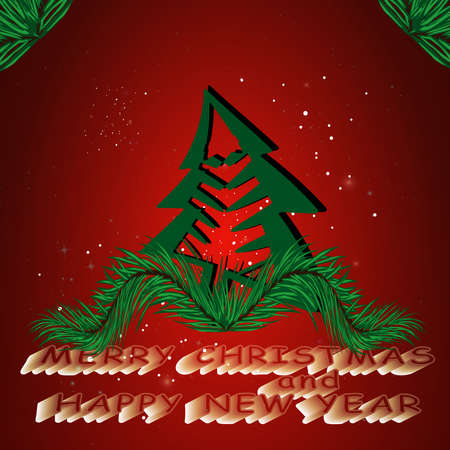 Christmas Greeting Card , happy New Year Card , christmas tree , vector illustration のイラスト素材