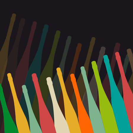 pattern with wine bottles and glasses ,set of colorful bottle on background.のイラスト素材