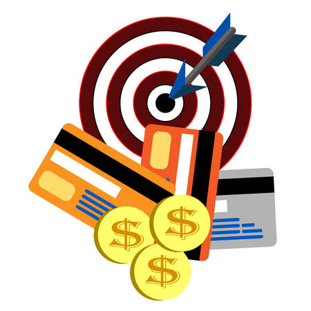 Credit Cards isolated on white,ector Illustration,Golden dollarのイラスト素材