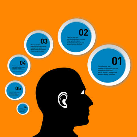 Business concept ,head man vector ,thinking man,set of sample stickers for various options.のイラスト素材