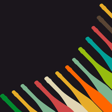 Background with bottles ,seamless pattern with wine bottles and glasses ,set of colorful bottle on background.のイラスト素材