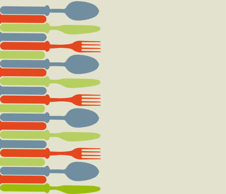 Cutlery color background, menu with cutlery vector illustration.のイラスト素材