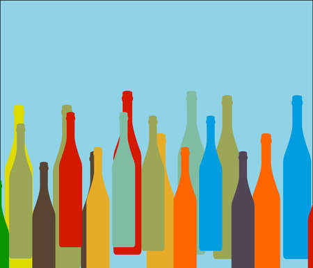 Background with bottles,vector colorful bottle on background.のイラスト素材