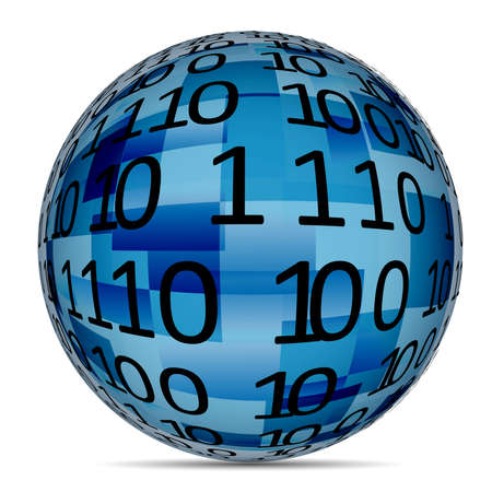 Technology planet, Binary code on a surface of a planet Vector illustration.