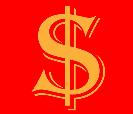 Flat dollar icon,Vector illustration,gold illustration.
