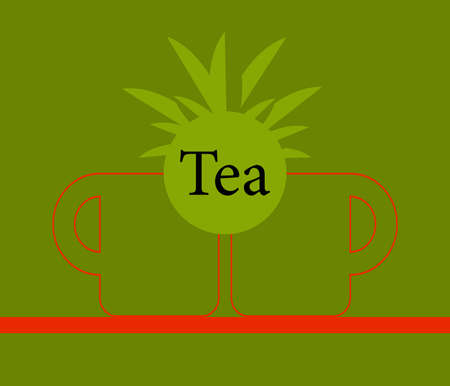 Green tea cup,Vector tea cup on green background,icon cup.のイラスト素材