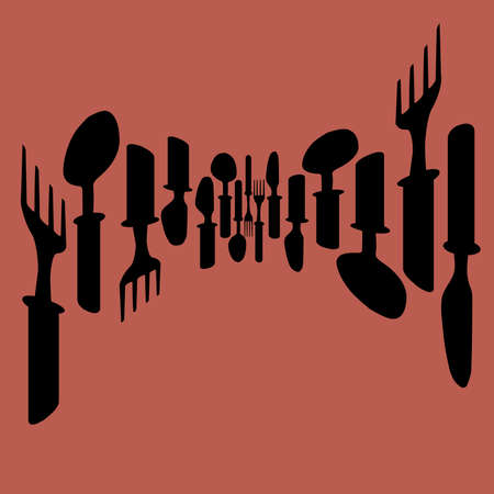 Template for menu card.Cutlery color background.Menu with cutlery vector illustration.Vector spoon knife and fork.の写真素材