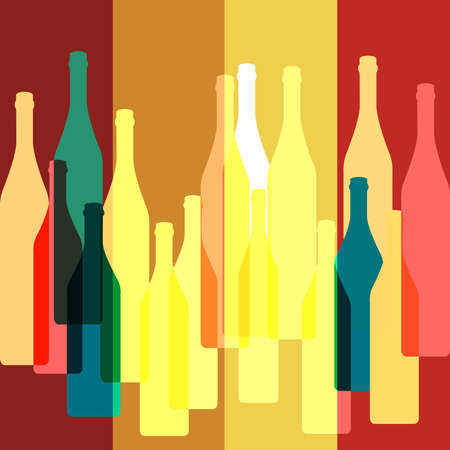 Bottles silhouette .Vector background bottle.Template for menu card. Colorful bottle on background.の写真素材