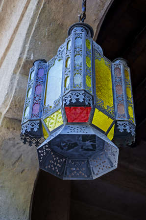 Arabic lamp old.Oriental lamp red and yellow.の写真素材